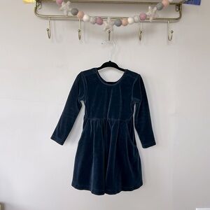Hanna Andersson Velour Skater Dress (Navy)